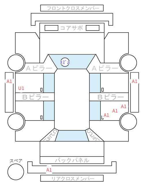 Body condition diagram (damage marks, Japanese labels)