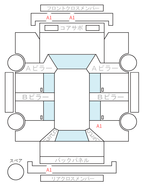 Body condition diagram (damage marks, Japanese labels)
