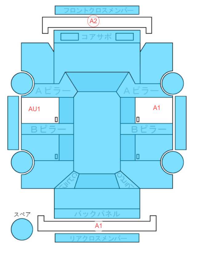 Body condition diagram (damage marks, Japanese labels)