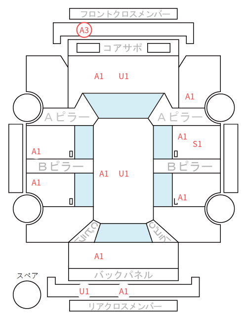 Body condition diagram (damage marks, Japanese labels)