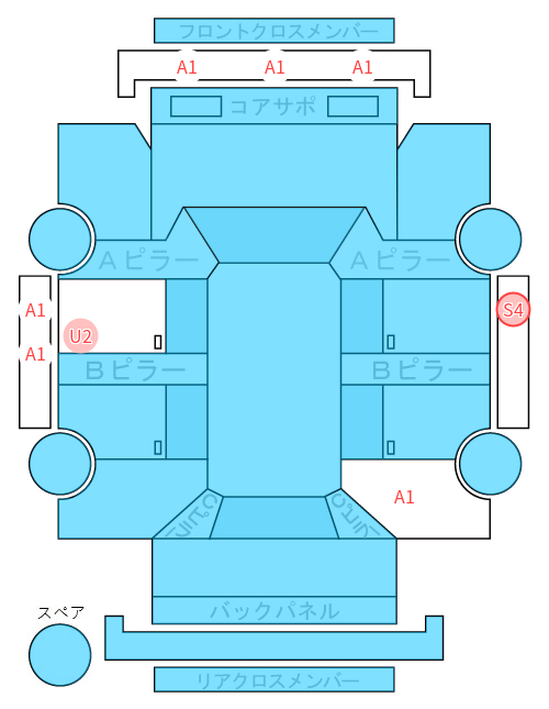Body condition diagram (damage marks, Japanese labels)