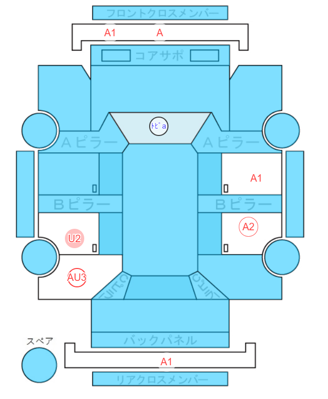 Body condition diagram (damage marks, Japanese labels)