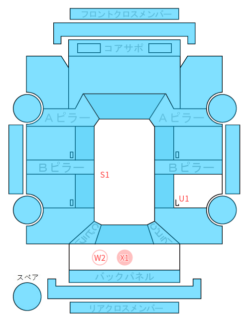Body condition diagram (damage marks, Japanese labels)