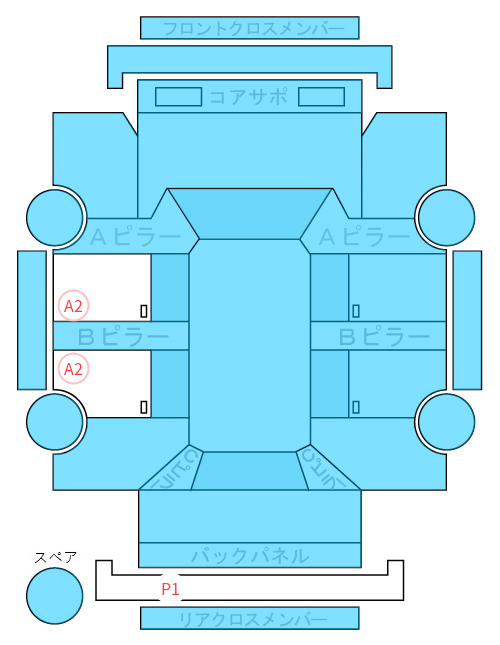 Body condition diagram (damage marks, Japanese labels)