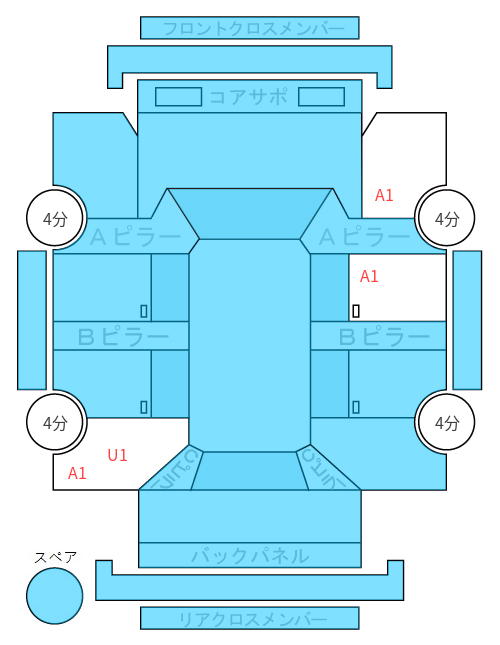 Body condition diagram (damage marks, Japanese labels)