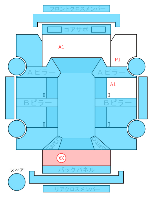 Body condition diagram (damage marks, Japanese labels)