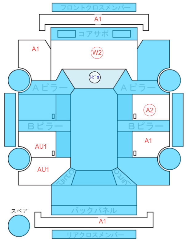 Body condition diagram (damage marks, Japanese labels)