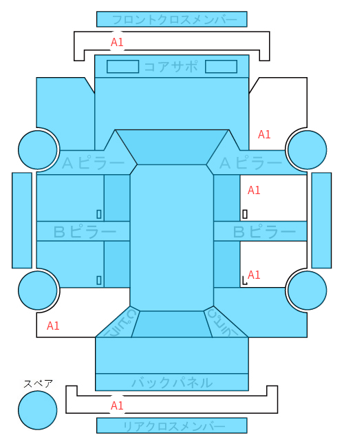 Body condition diagram (damage marks, Japanese labels)
