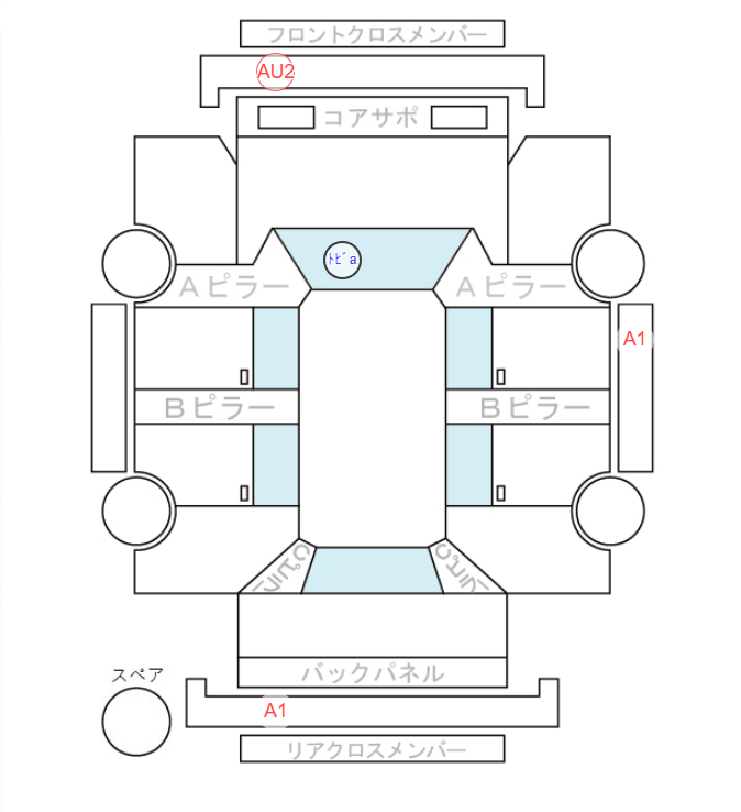 Body condition diagram (damage marks, Japanese labels)