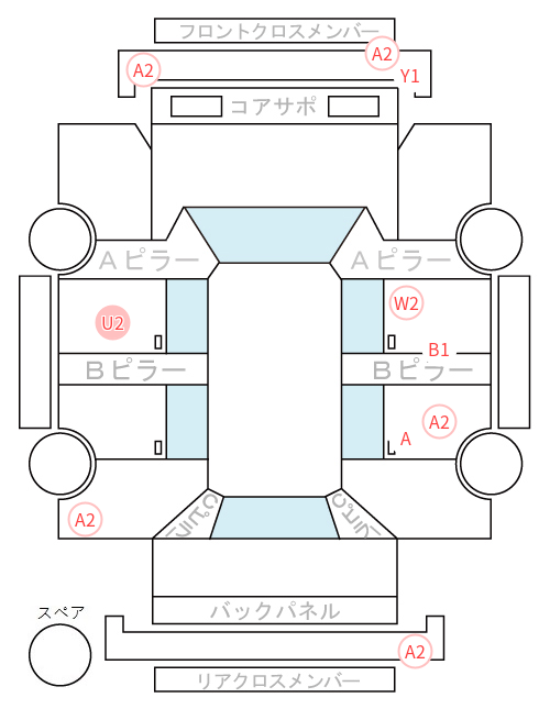 Body condition diagram (damage marks, Japanese labels)