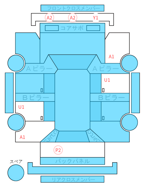 Body condition diagram (damage marks, Japanese labels)