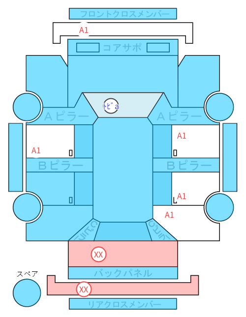 Body condition diagram (damage marks, Japanese labels)