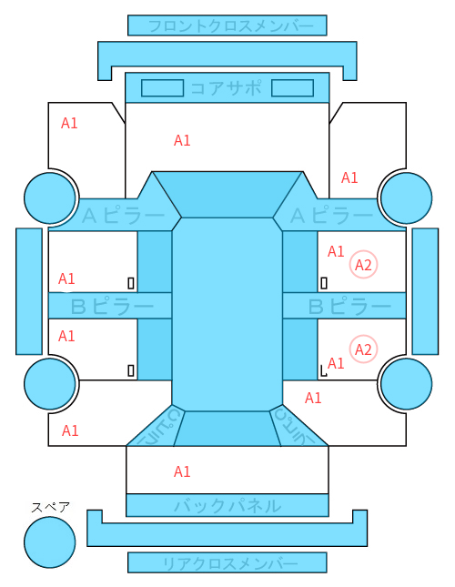 Body condition diagram (damage marks, Japanese labels)