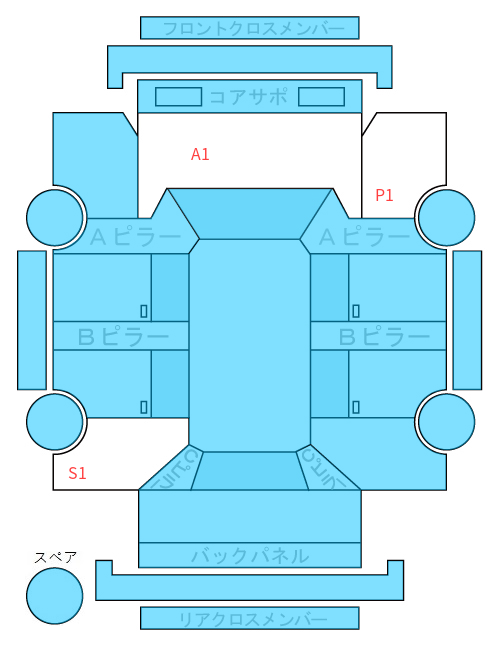 Body condition diagram (damage marks, Japanese labels)