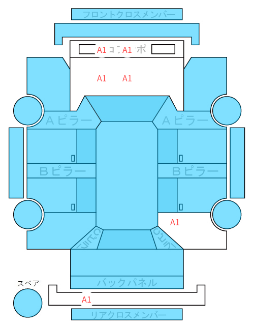 Body condition diagram (damage marks, Japanese labels)