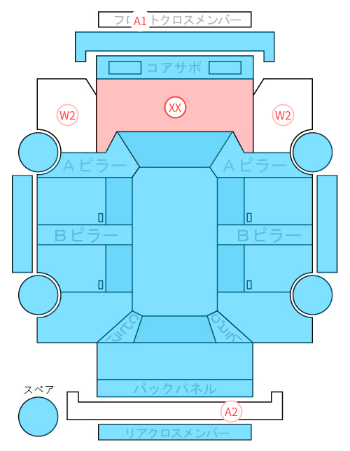 Body condition diagram (damage marks, Japanese labels)