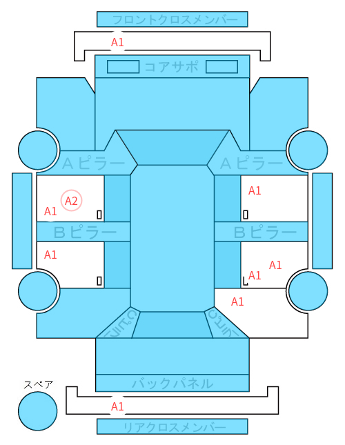 Body condition diagram (damage marks, Japanese labels)