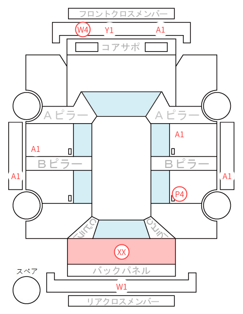 Body condition diagram (damage marks, Japanese labels)