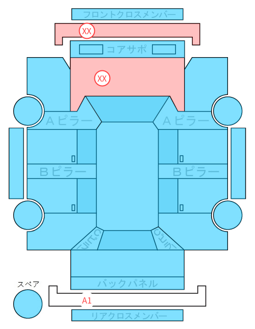 Body condition diagram (damage marks, Japanese labels)