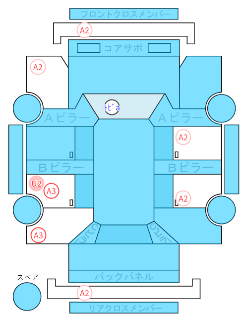 Body condition diagram (damage marks, Japanese labels)