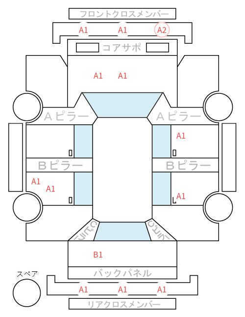 Body condition diagram (damage marks, Japanese labels)