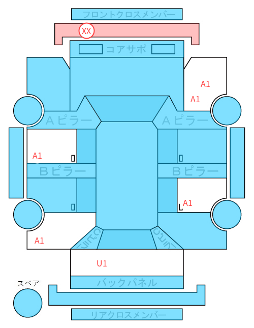 Body condition diagram (damage marks, Japanese labels)