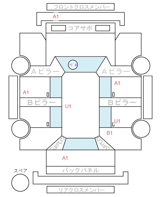 Body condition diagram (damage marks, Japanese labels)
