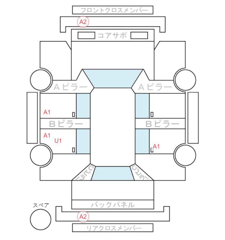 Body condition diagram (damage marks, Japanese labels)