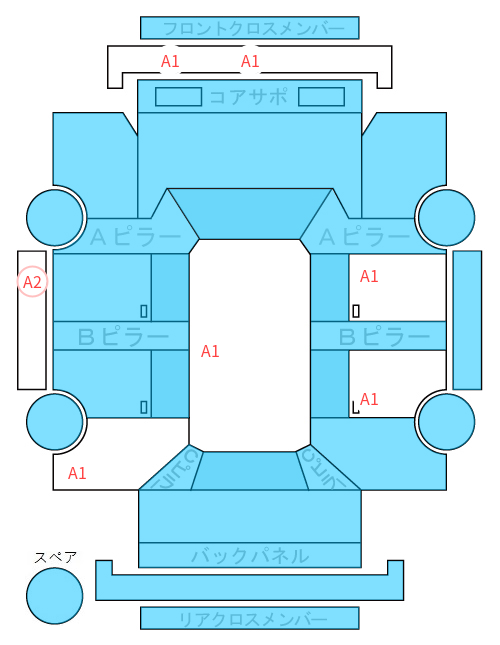 Body condition diagram (damage marks, Japanese labels)