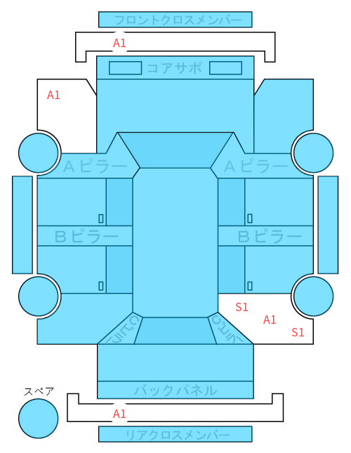 Body condition diagram (damage marks, Japanese labels)