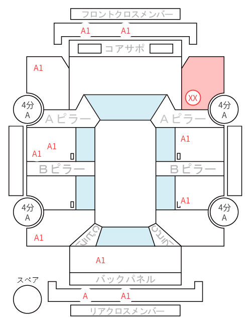Body condition diagram (damage marks, Japanese labels)