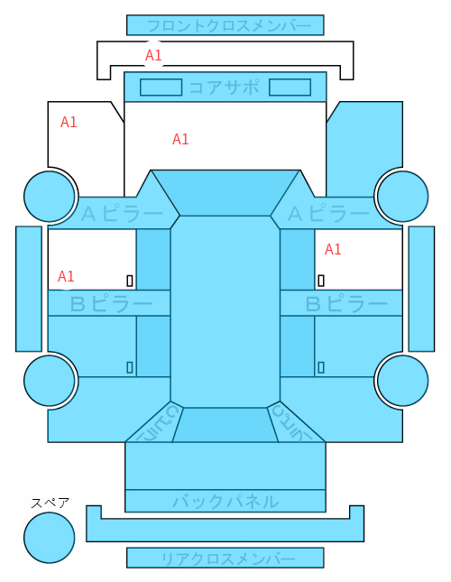 Body condition diagram (damage marks, Japanese labels)