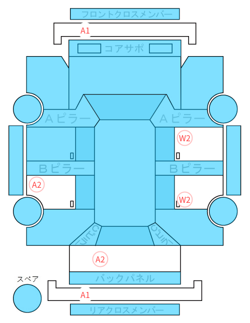 Body condition diagram (damage marks, Japanese labels)