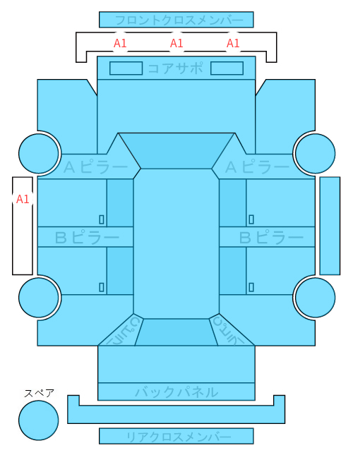 Body condition diagram (damage marks, Japanese labels)