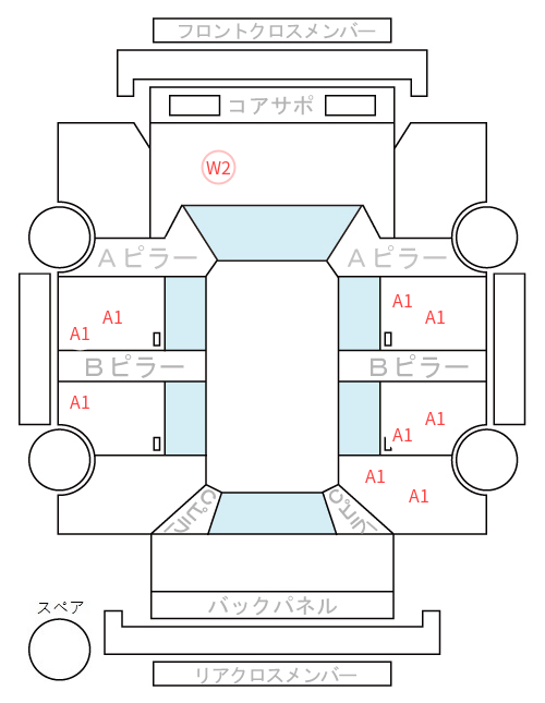 Body condition diagram (damage marks, Japanese labels)