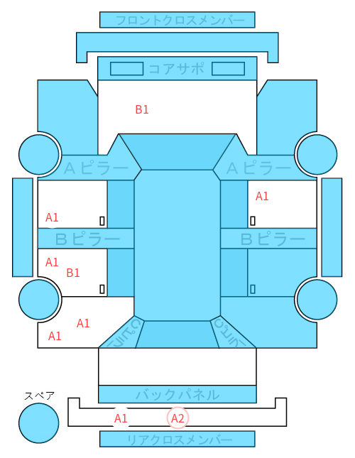 Body condition diagram (damage marks, Japanese labels)