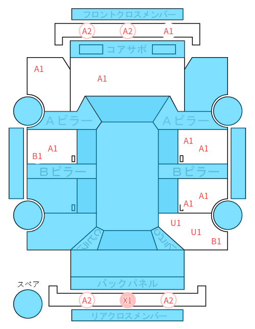 Body condition diagram (damage marks, Japanese labels)