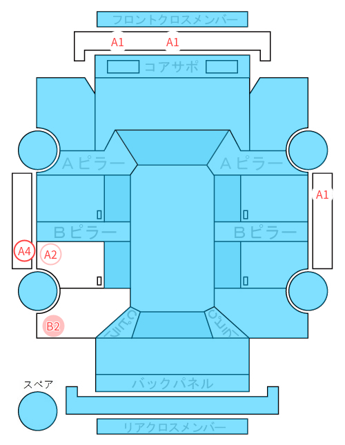 Body condition diagram (damage marks, Japanese labels)