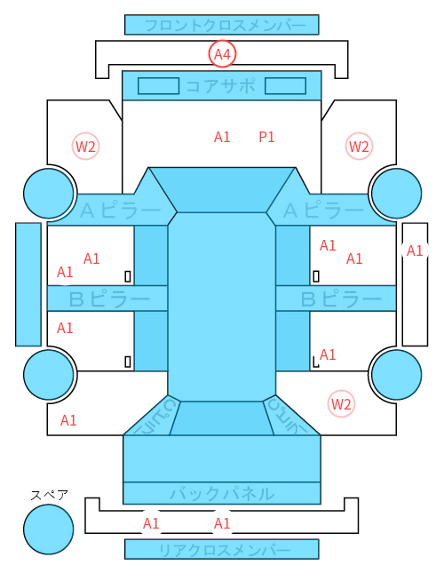 Body condition diagram (damage marks, Japanese labels)