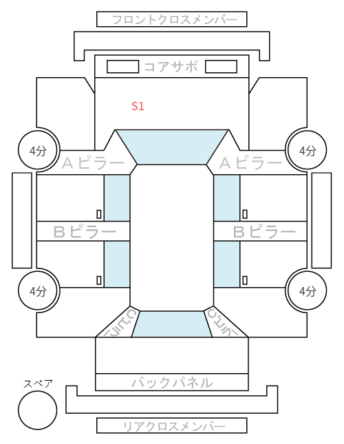 Body condition diagram (damage marks, Japanese labels)