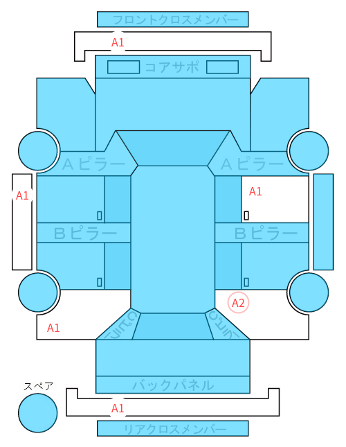 Body condition diagram (damage marks, Japanese labels)