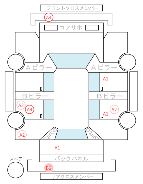 Body condition diagram (damage marks, Japanese labels)