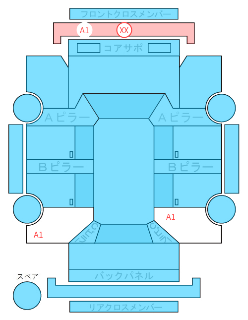 Body condition diagram (damage marks, Japanese labels)