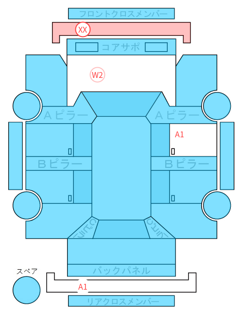Body condition diagram (damage marks, Japanese labels)