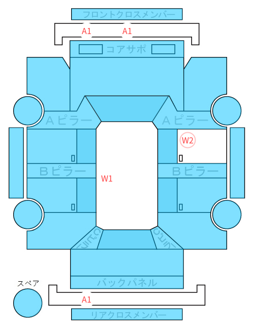Body condition diagram (damage marks, Japanese labels)