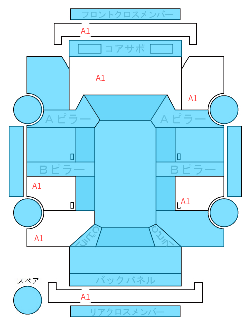 Body condition diagram (damage marks, Japanese labels)