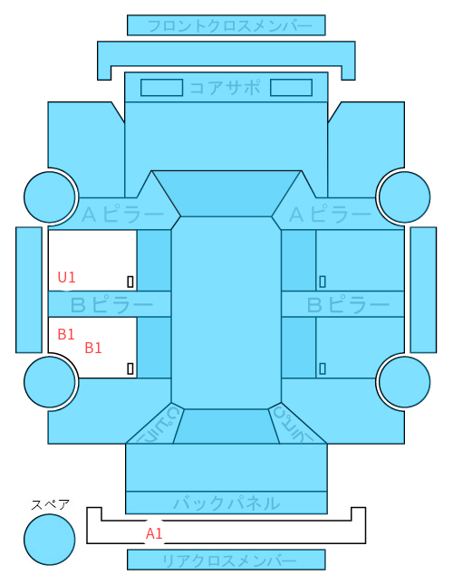 Body condition diagram (damage marks, Japanese labels)