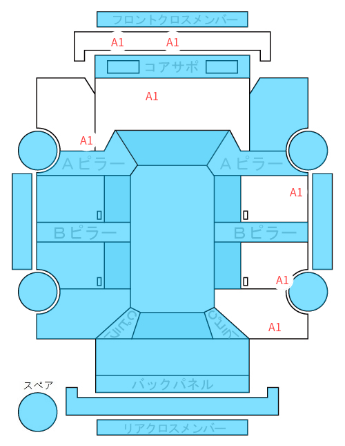 Body condition diagram (damage marks, Japanese labels)