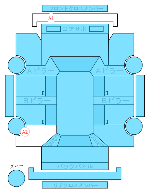 Body condition diagram (damage marks, Japanese labels)