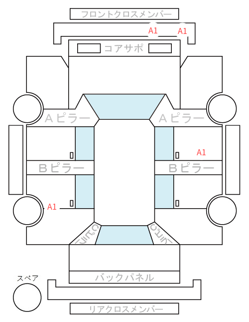 Body condition diagram (damage marks, Japanese labels)